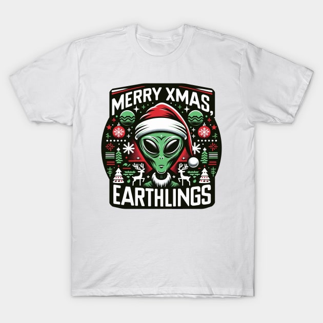 Extraterrestrial Christmas: Festive Greetings T-Shirt by Doming_Designs